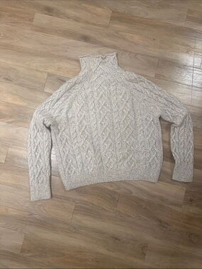 Vince Cashmere Blend Cable Knit Turtleneck Sweater - Light Gray